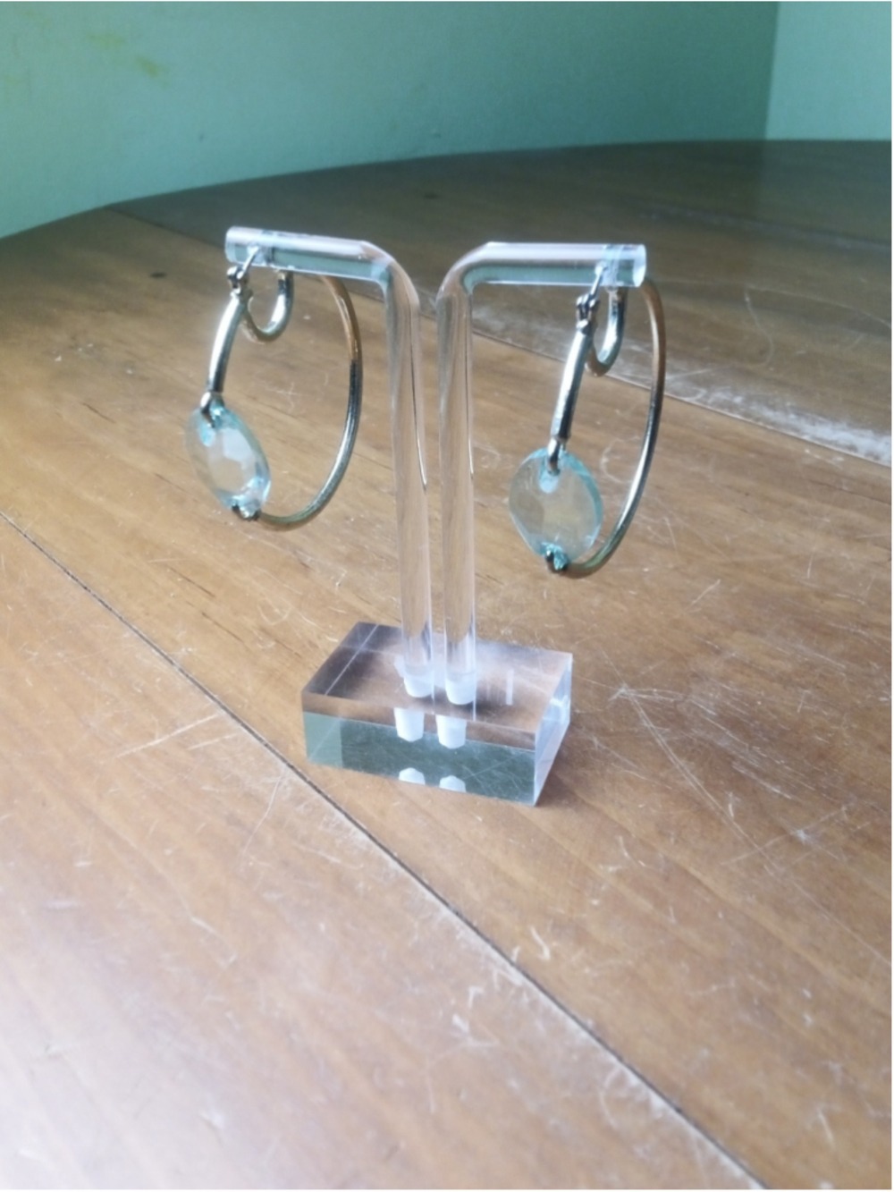 Unbranded Gold Hoop Earrings Blue Accents One Size